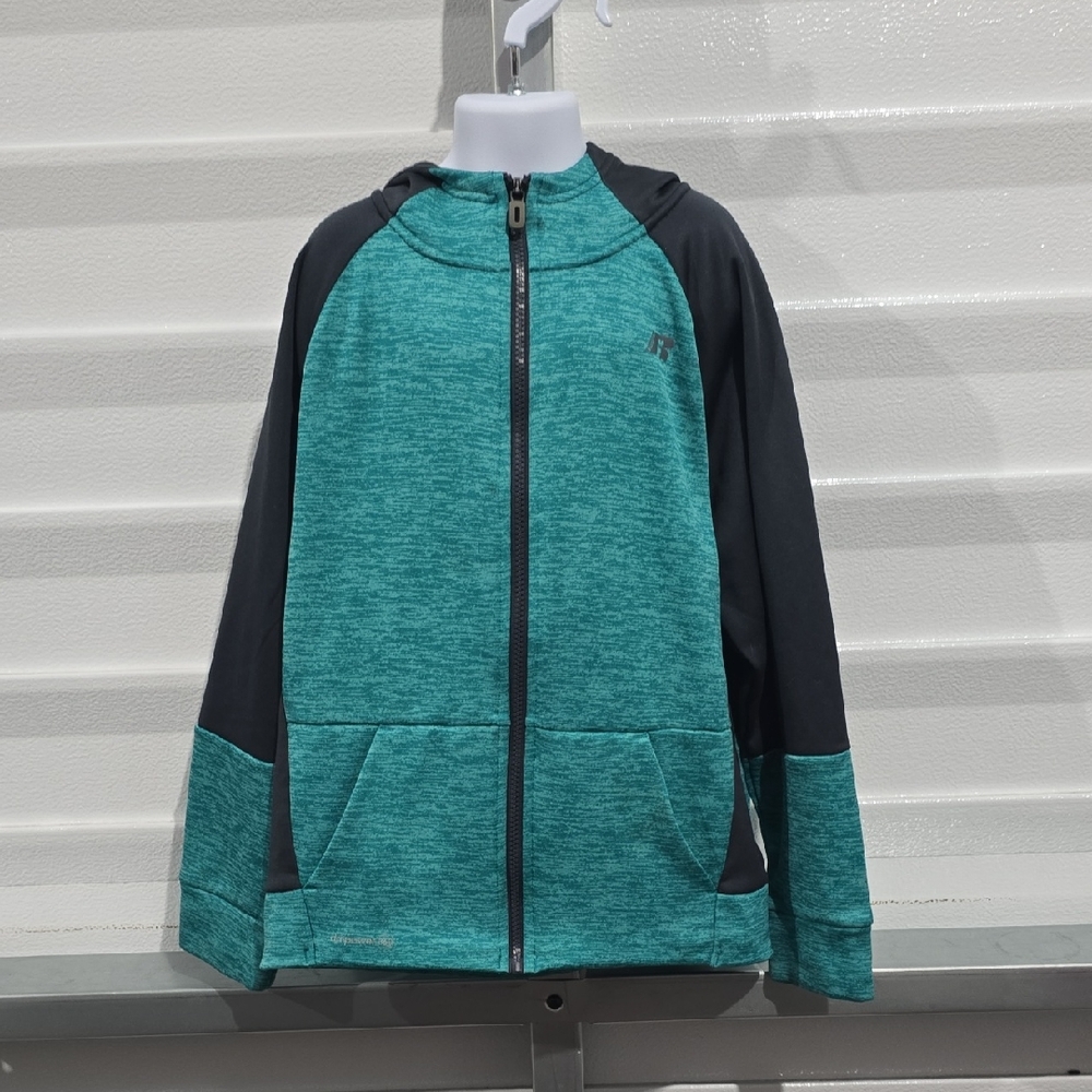 Russell Athletic Teal and Black Hoodie Size L 10-12